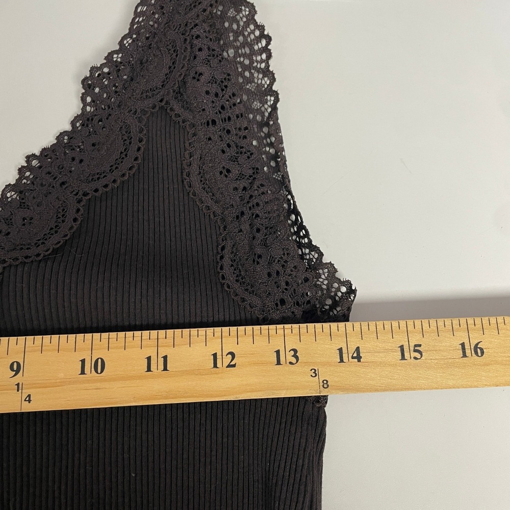 Madewell Womens Ribbed Lace Trim V-Neck Tank Top Brown XL NW944 - Picture 6 of 7